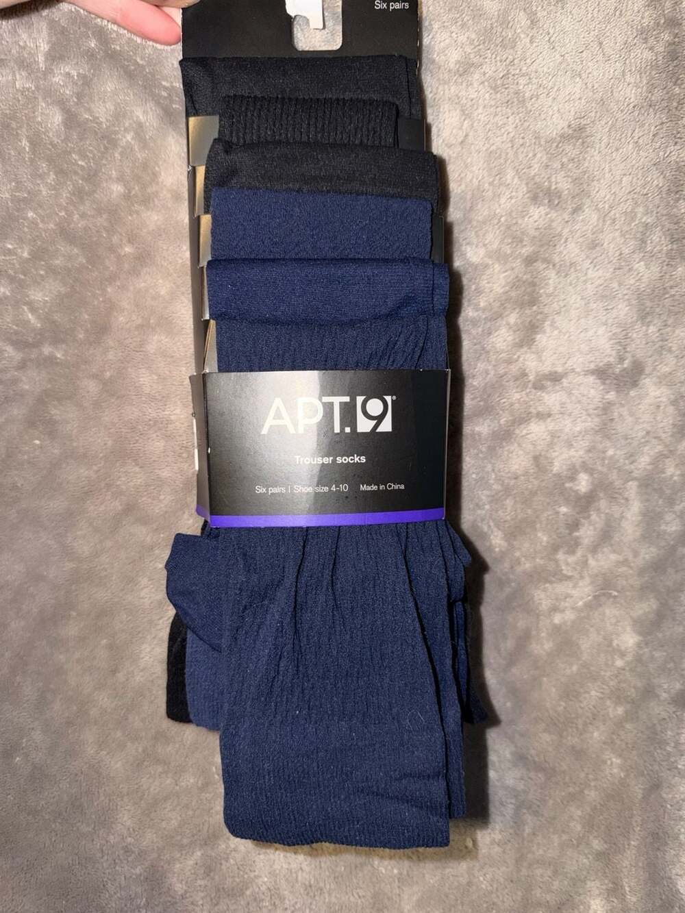 Apt. 9 Trouser Socks Six Pairs Shoe Size 4-10 Navy Asst